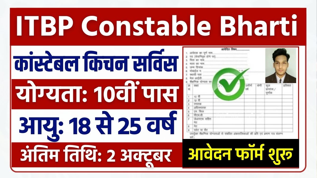 ITBP Constable Kitchen Service Bharti 2024